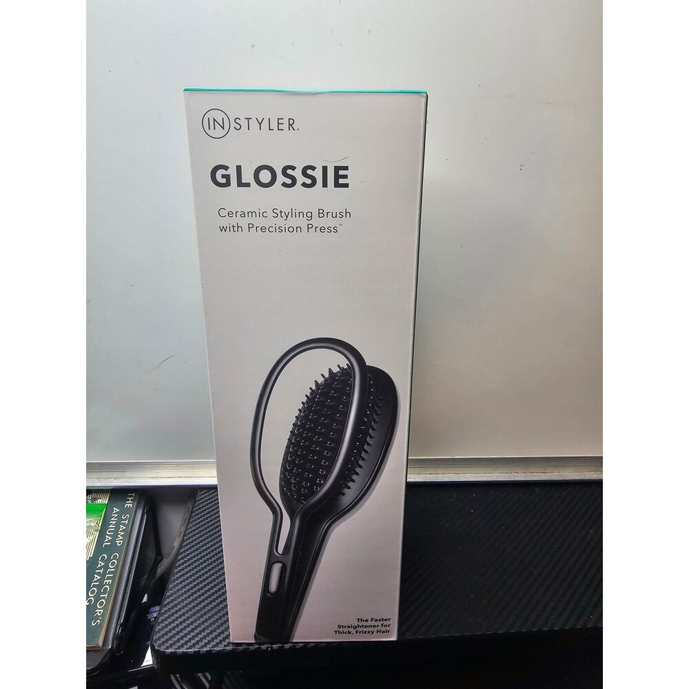InStyler GLOSSIE Ceramic Styling Brush with Precision Press Black 00620